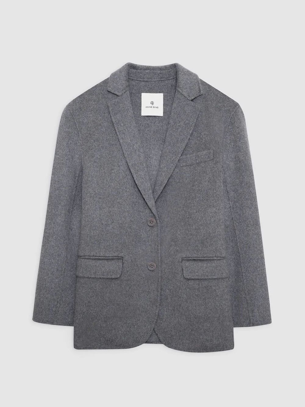 Anine Bing Oversized Heavyweight Cashmere Blend Blazer in Heather Grey - Picture 3 of 9